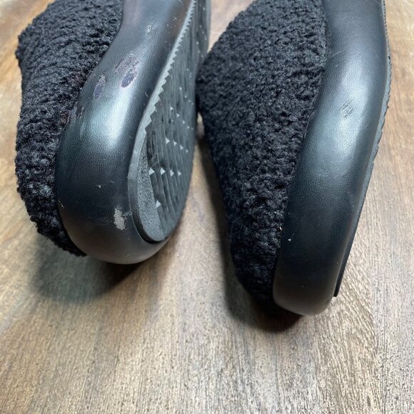 ROAM Black Fuzzy Magic Moon Mule Size 8 Faux Shearling - Picture 2 of 11